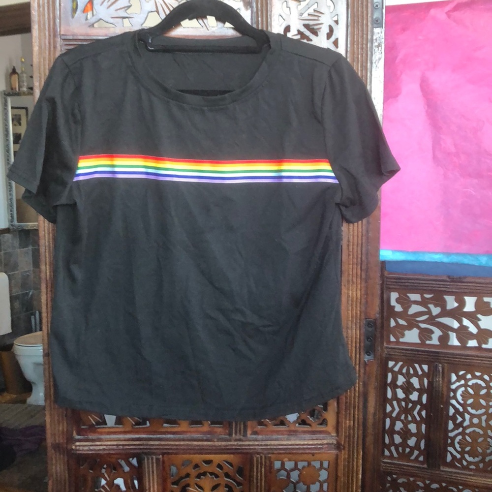 Rainbow stripe crop top